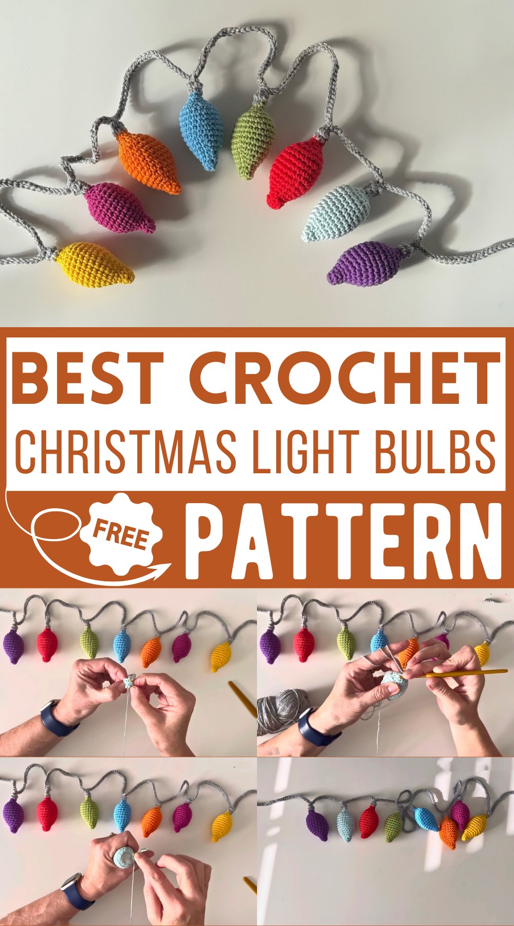 Crochet Pattern for Christmas Light Bulbs