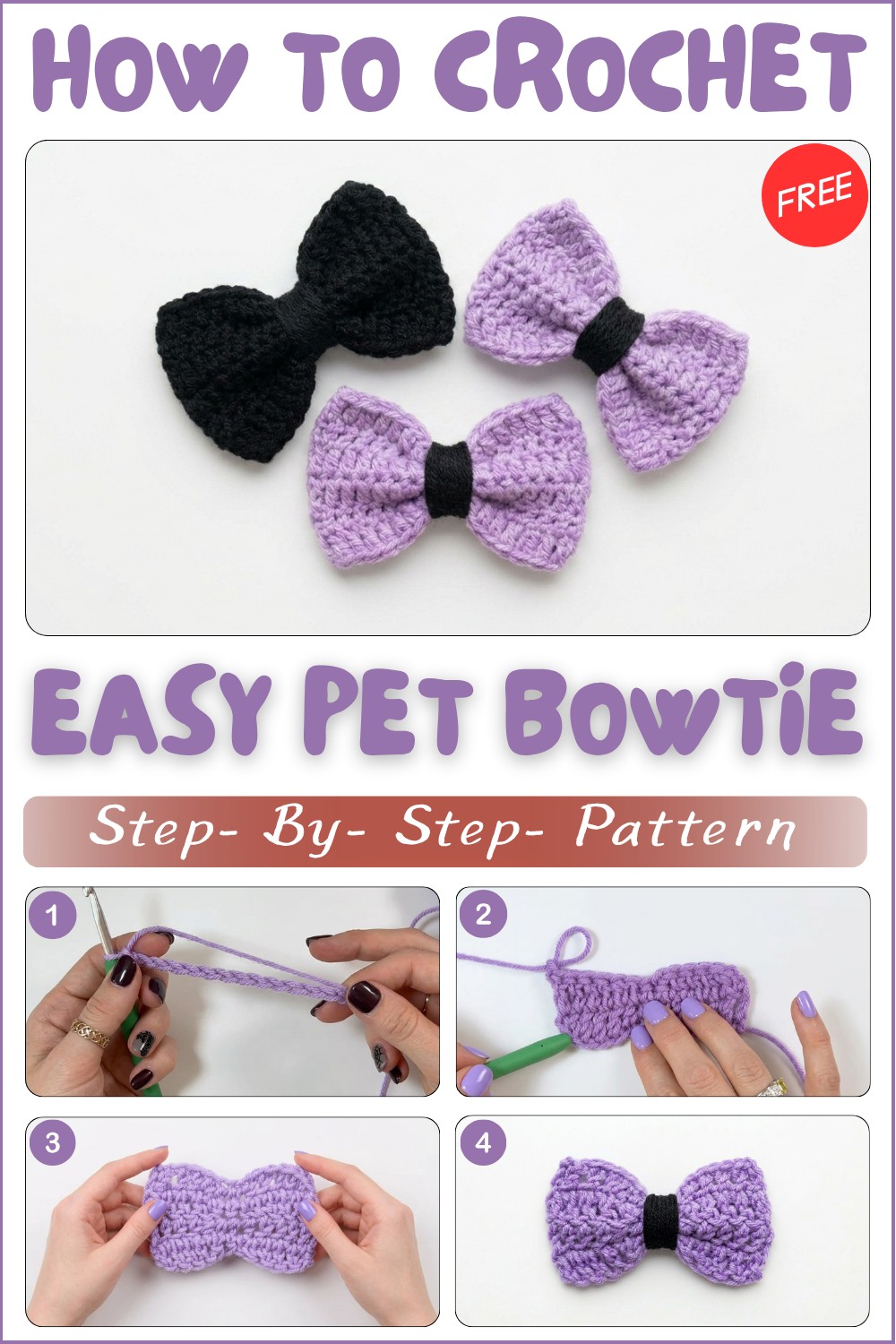 Crochet Pet Bowtie Pattern For Halloween Parties 1