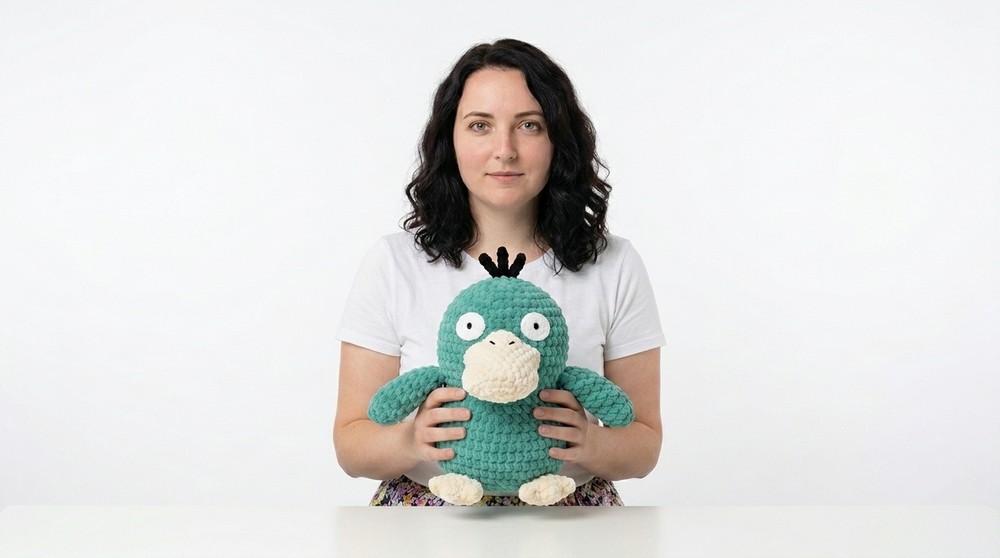 Crochet Psyduck Plushie Pattern With Chunky Yarn 2