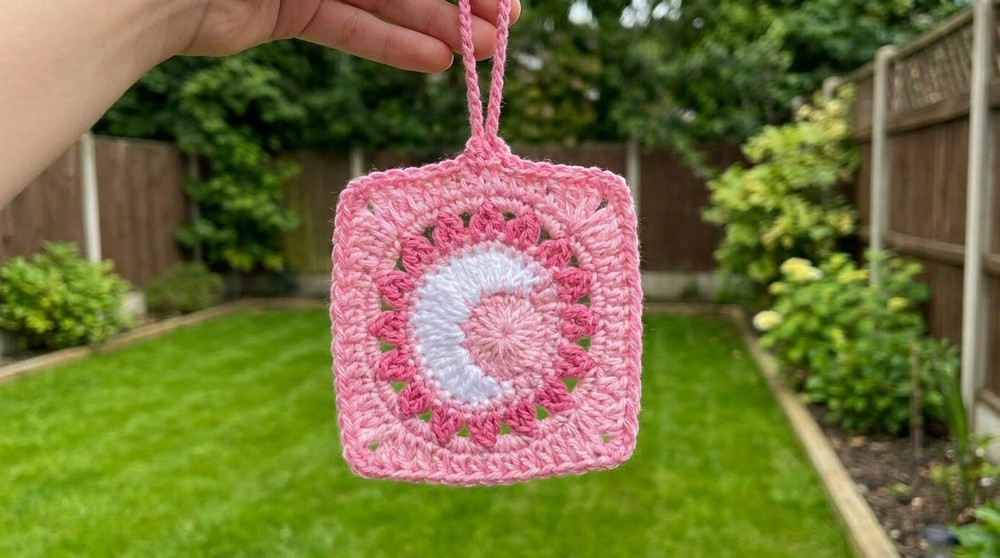 Crochet - Sun & Moon Granny Square Mini Pouch - Very Easy Pattern 2