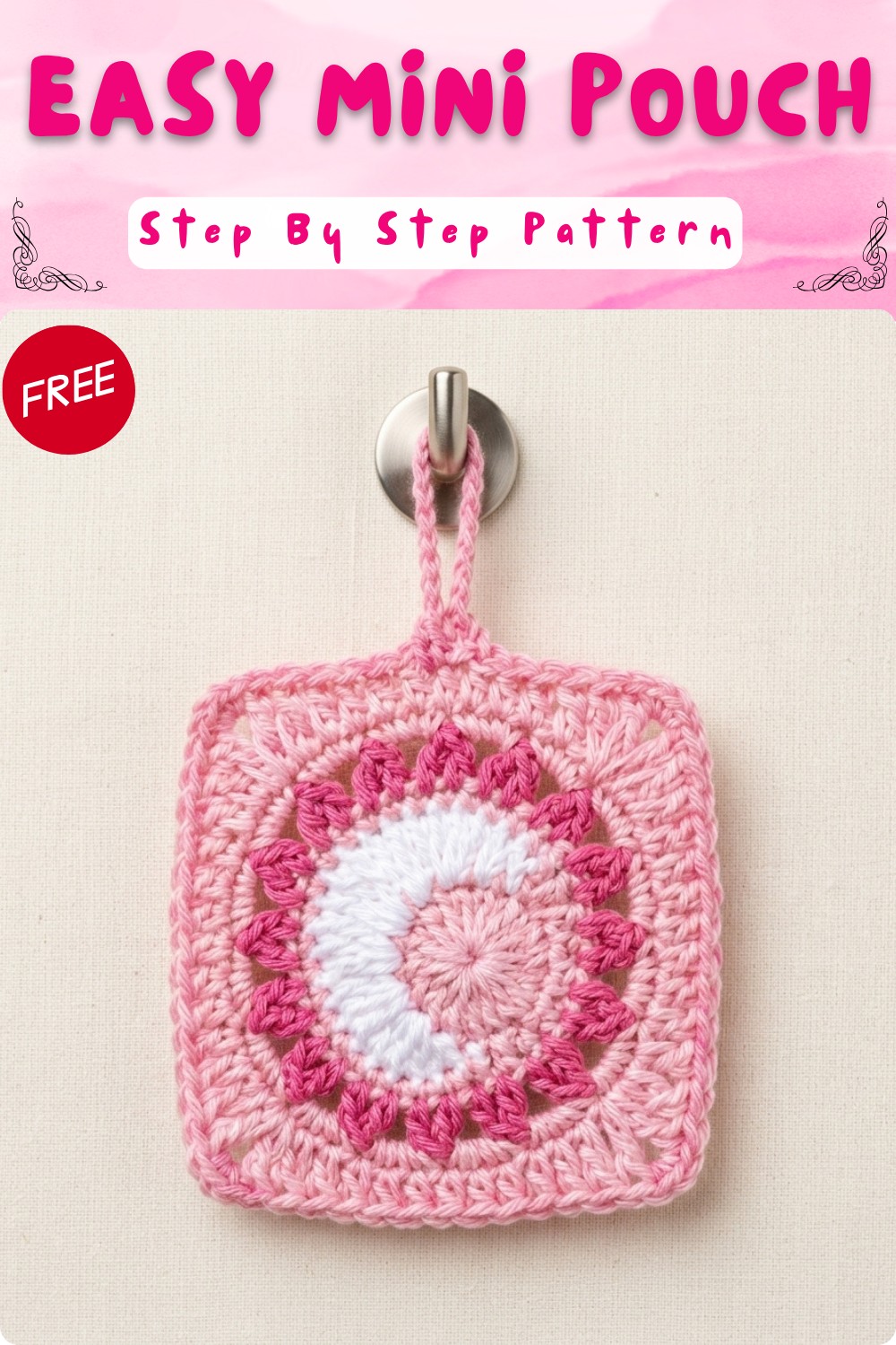 Crochet - Sun & Moon Granny Square Mini Pouch - Very Easy Pattern 9
