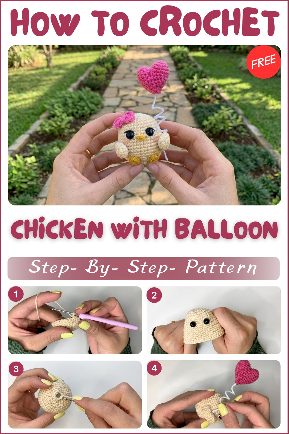 Cutest Crochet Chicken With Heart Balloon Pattern 1