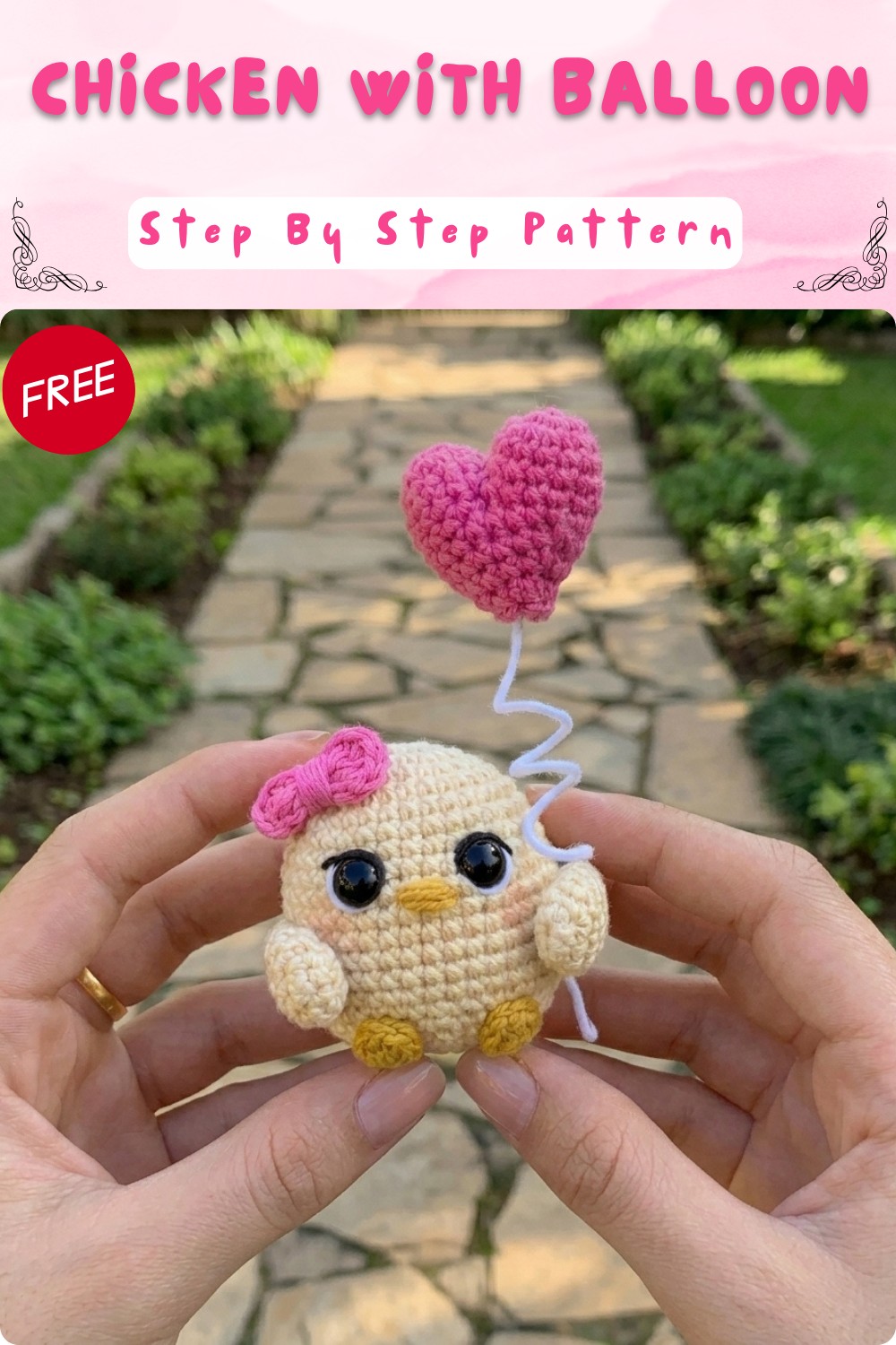 Cutest Crochet Chicken With Heart Balloon Pattern 8