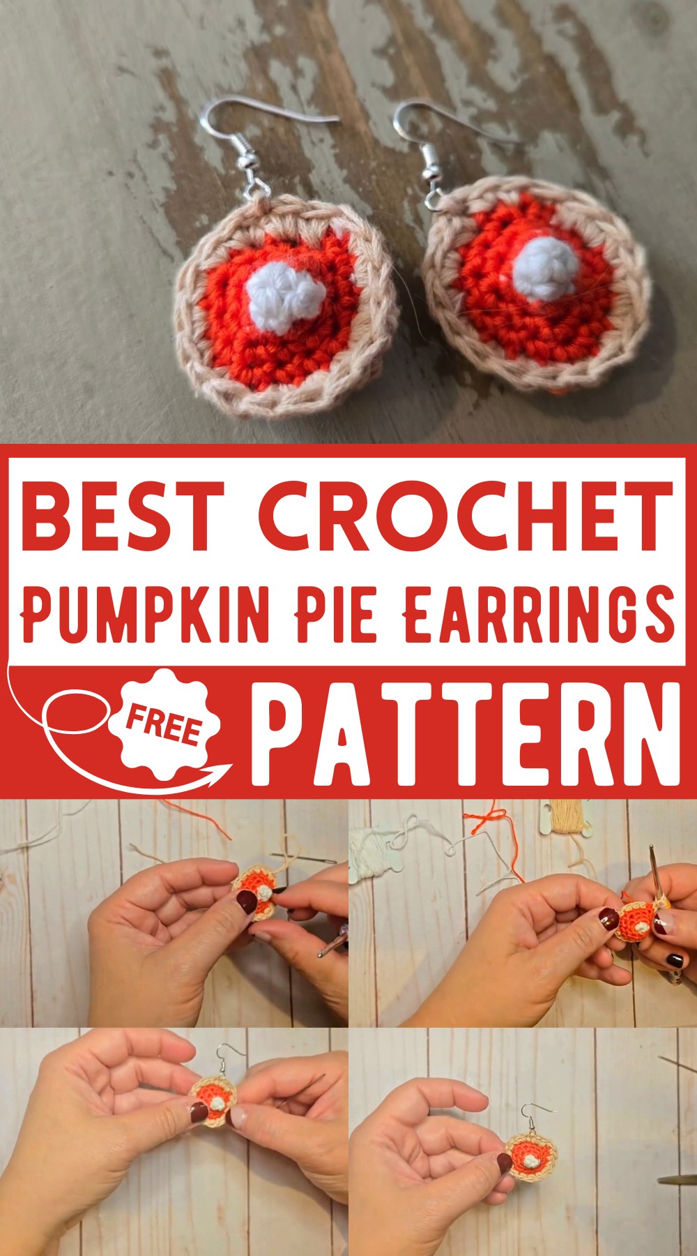 Easy Crochet Pumpkin Pie Earrings