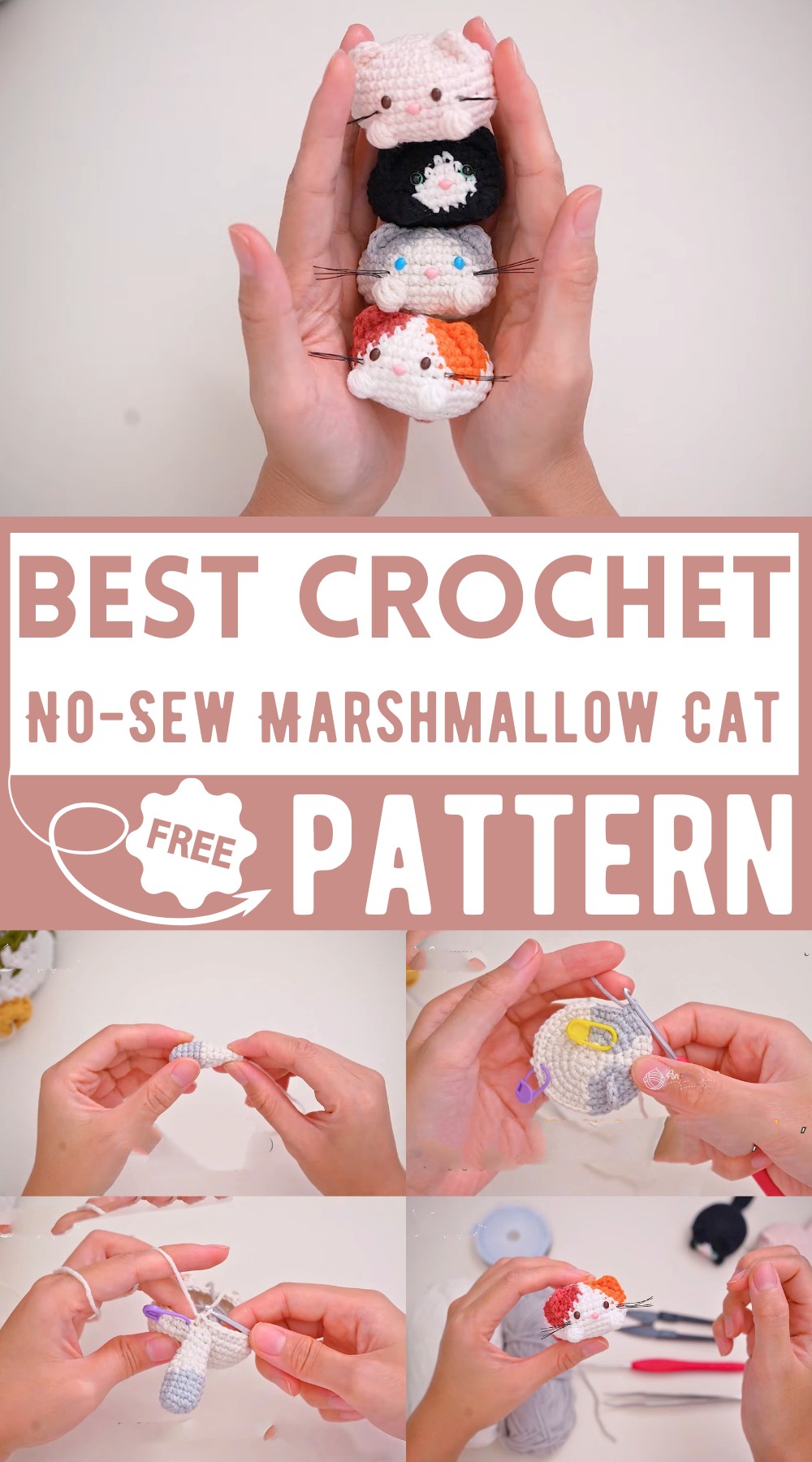 No-Sew Marshmallow Cat Amigurumi