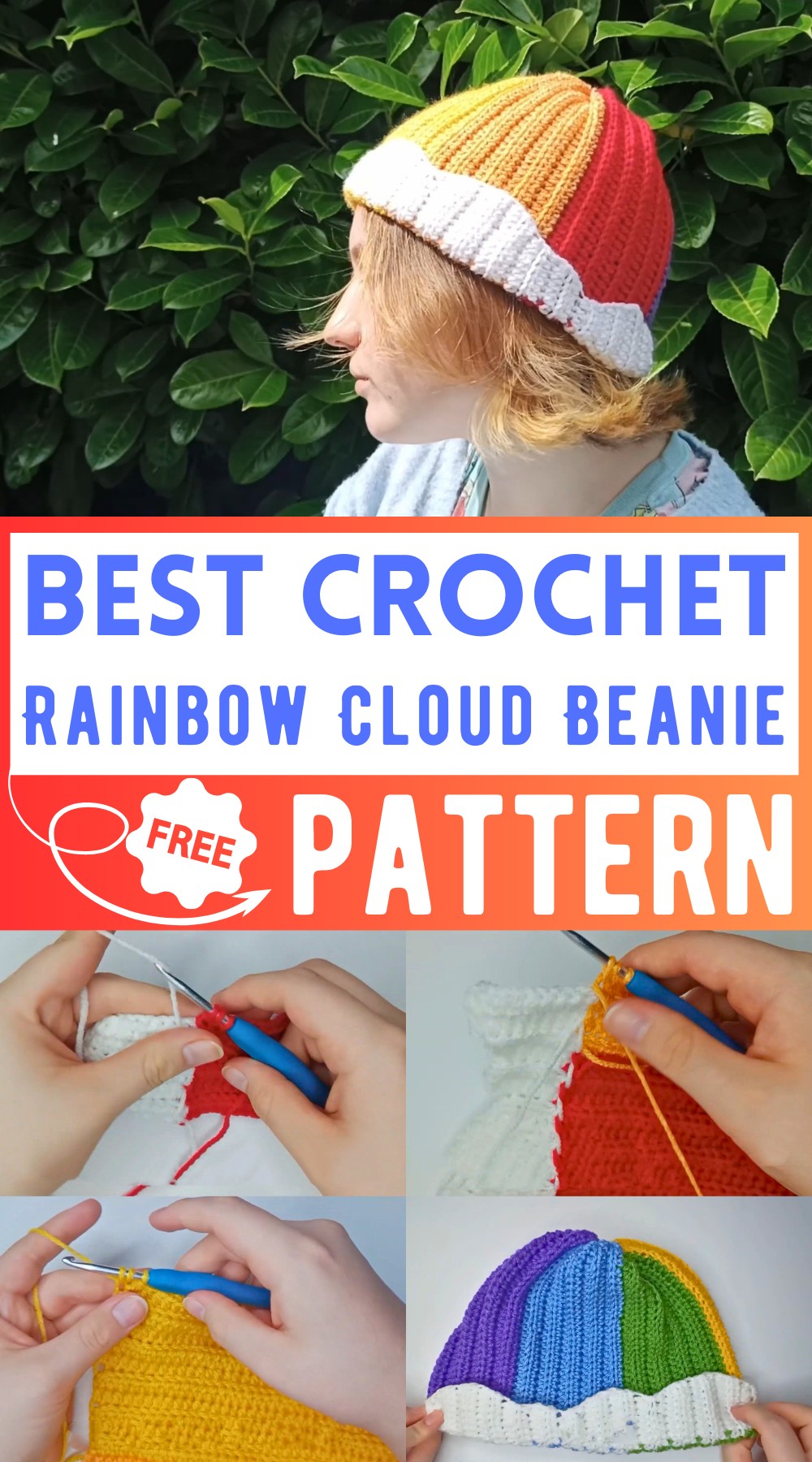 Rainbow Cloud Beanie Crochet Pattern
