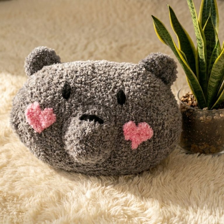 Valentine Crochet Hearts Teddy Bear Cushion Pattern 8