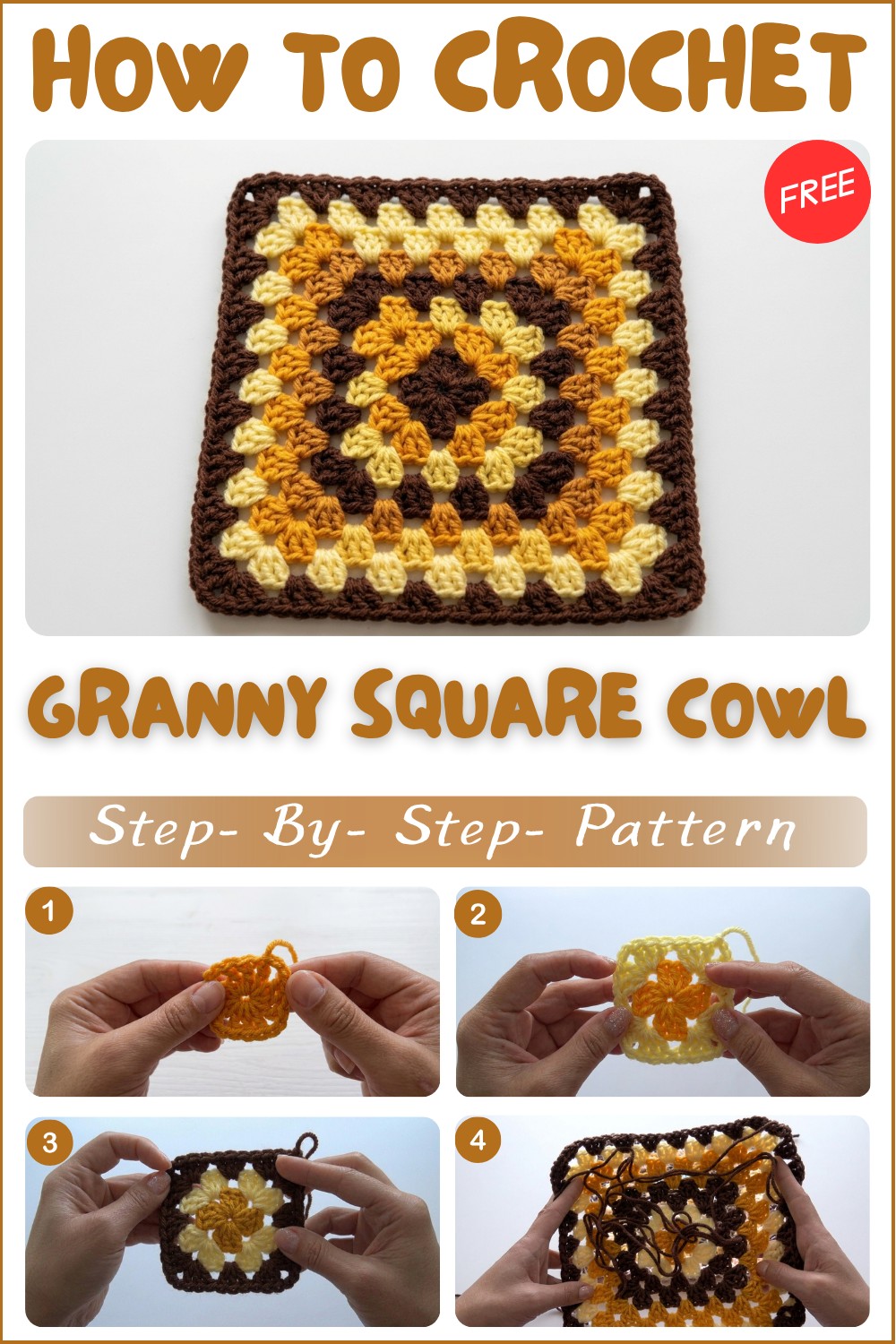 Vibrant Crochet Granny Square Cowl Pattern 1