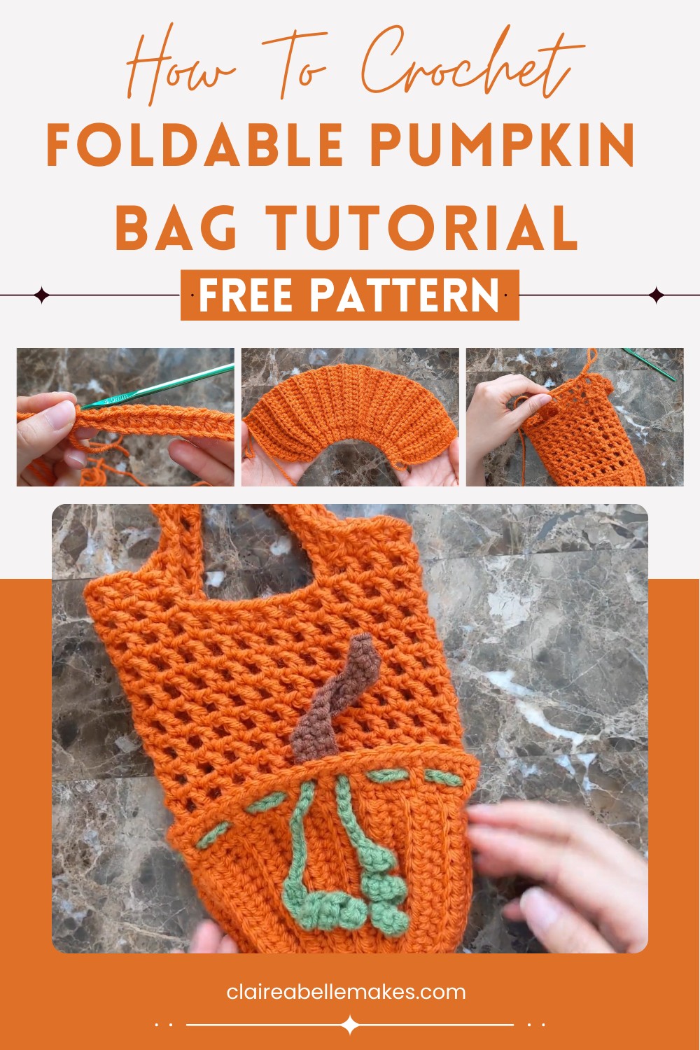 Crochet Foldable Pumpkin Bag Tutorial