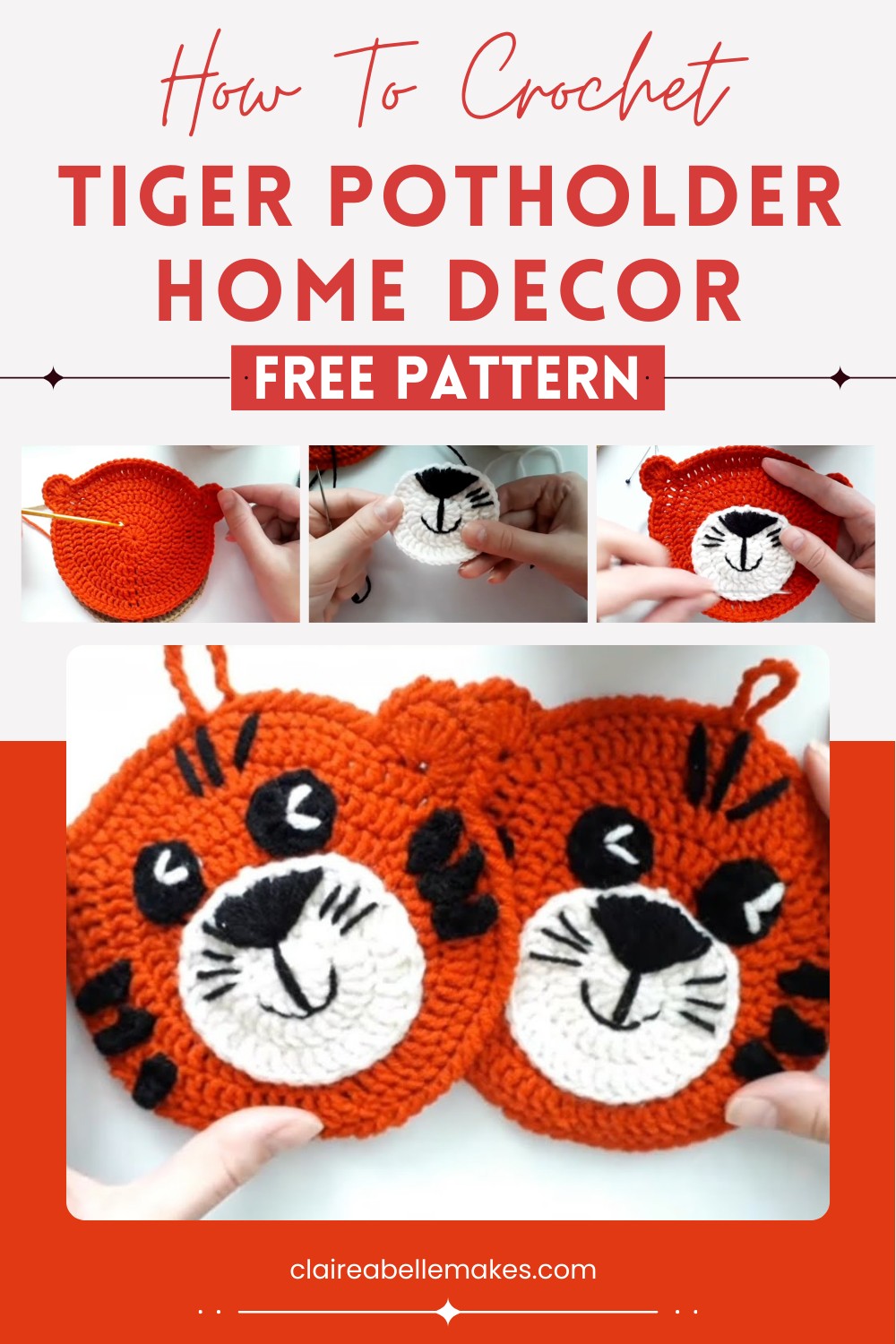 Crochet Tiger Potholder Crocheted Home Decor