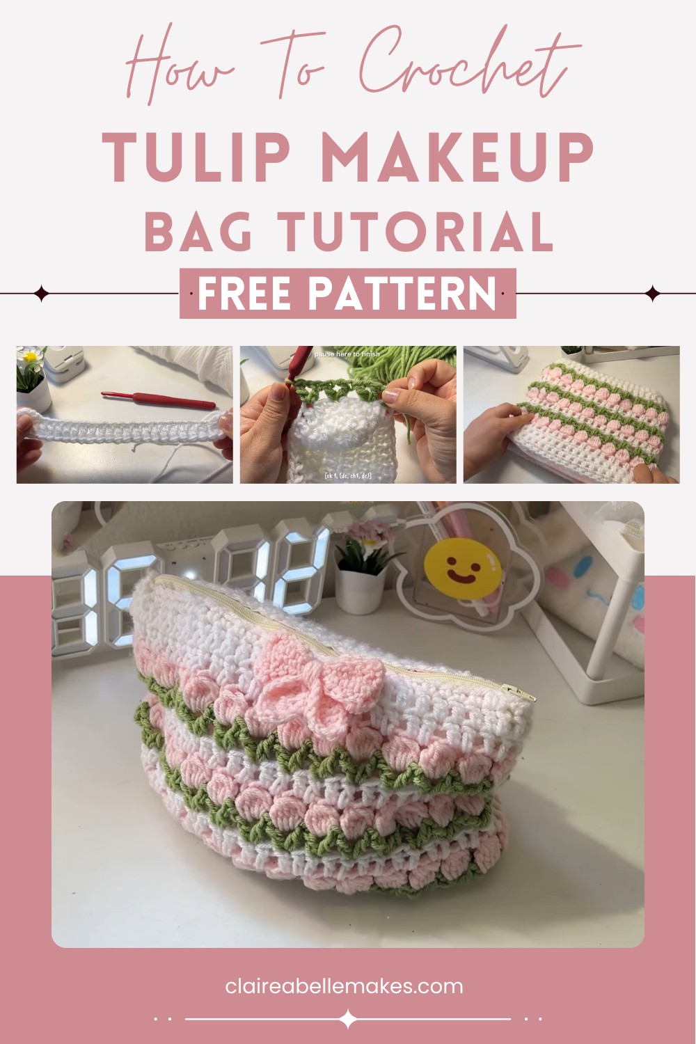 Crochet Tulip Makeup Bag Tutorial