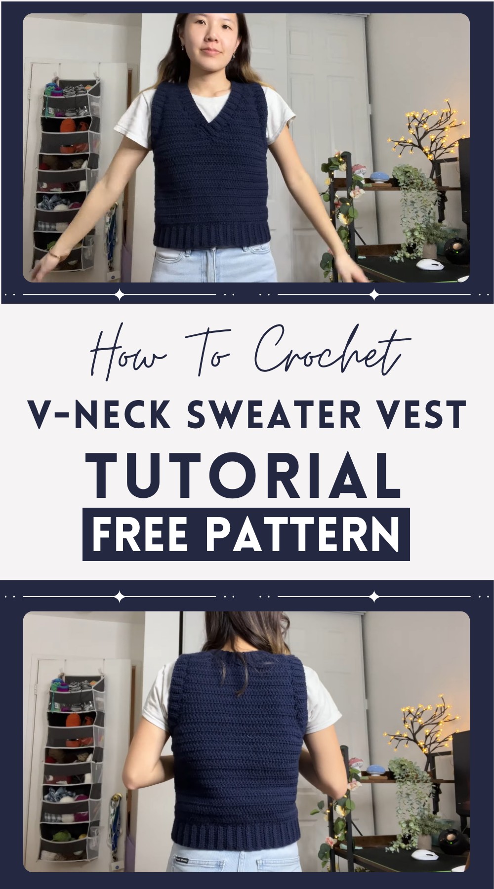 Crochet V-Neck Sweater Vest