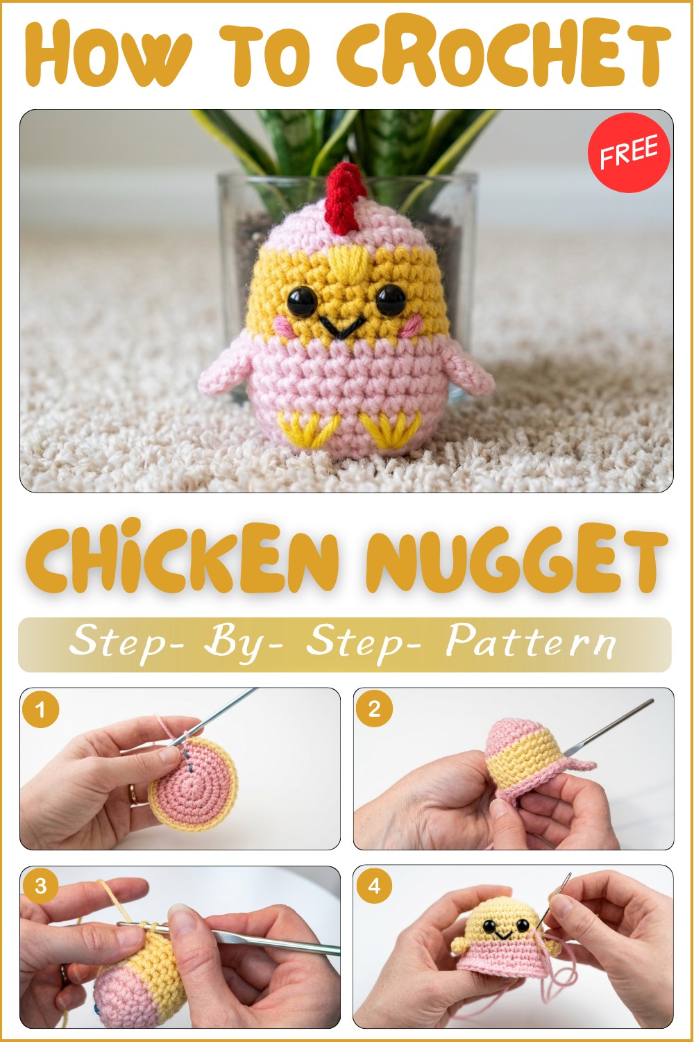 Cutest Crochet Chicken Nugget Amigurumi Pattern 1