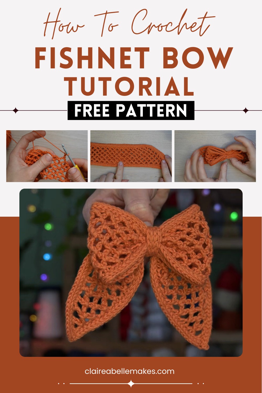 Easy Crochet Fishnet Bow Tutorial