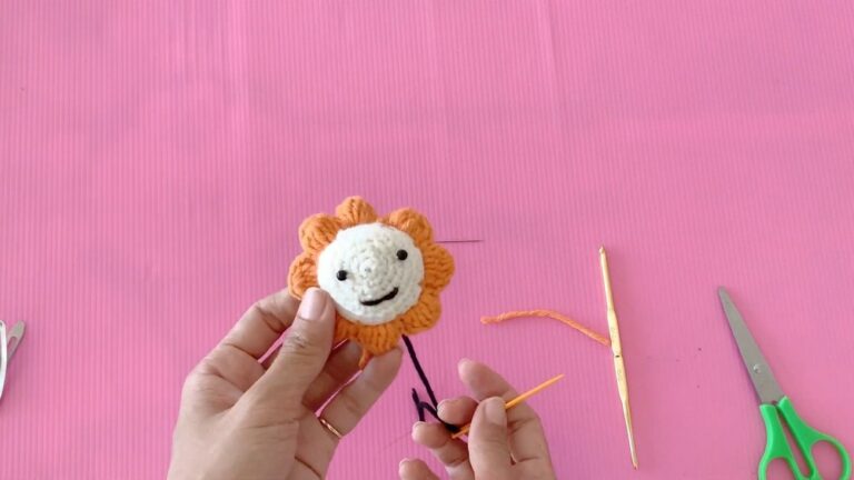 Crochet Sunflower Keychain Pattern For Summer Vibes