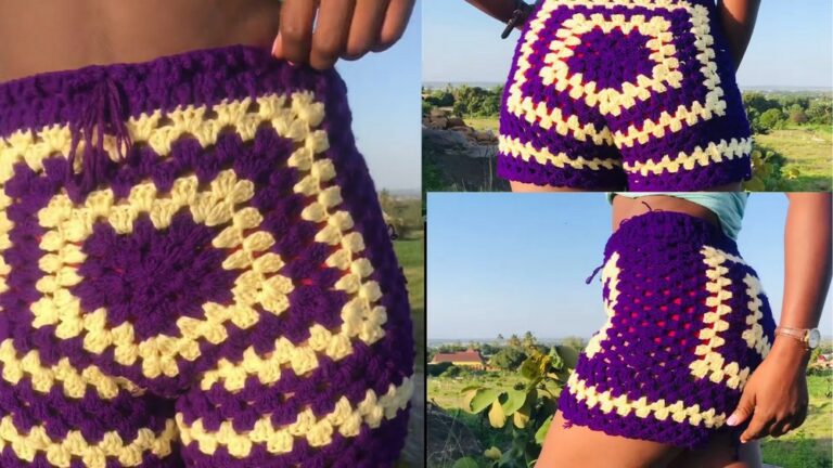 Crochet Granny Square Short Pattern For Colorful Fashion