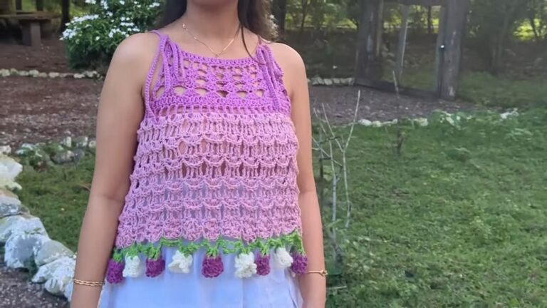 Crochet Lavender Lily Bouquet Top For Feminine Charm
