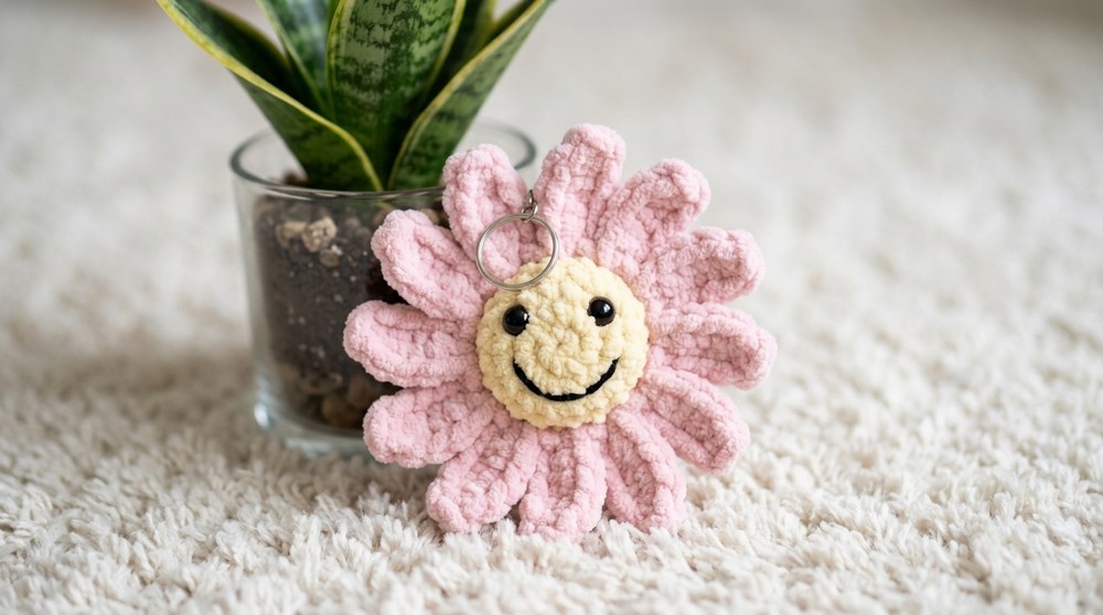 Breezy Crochet Daisy Flower Keychain Pattern 2