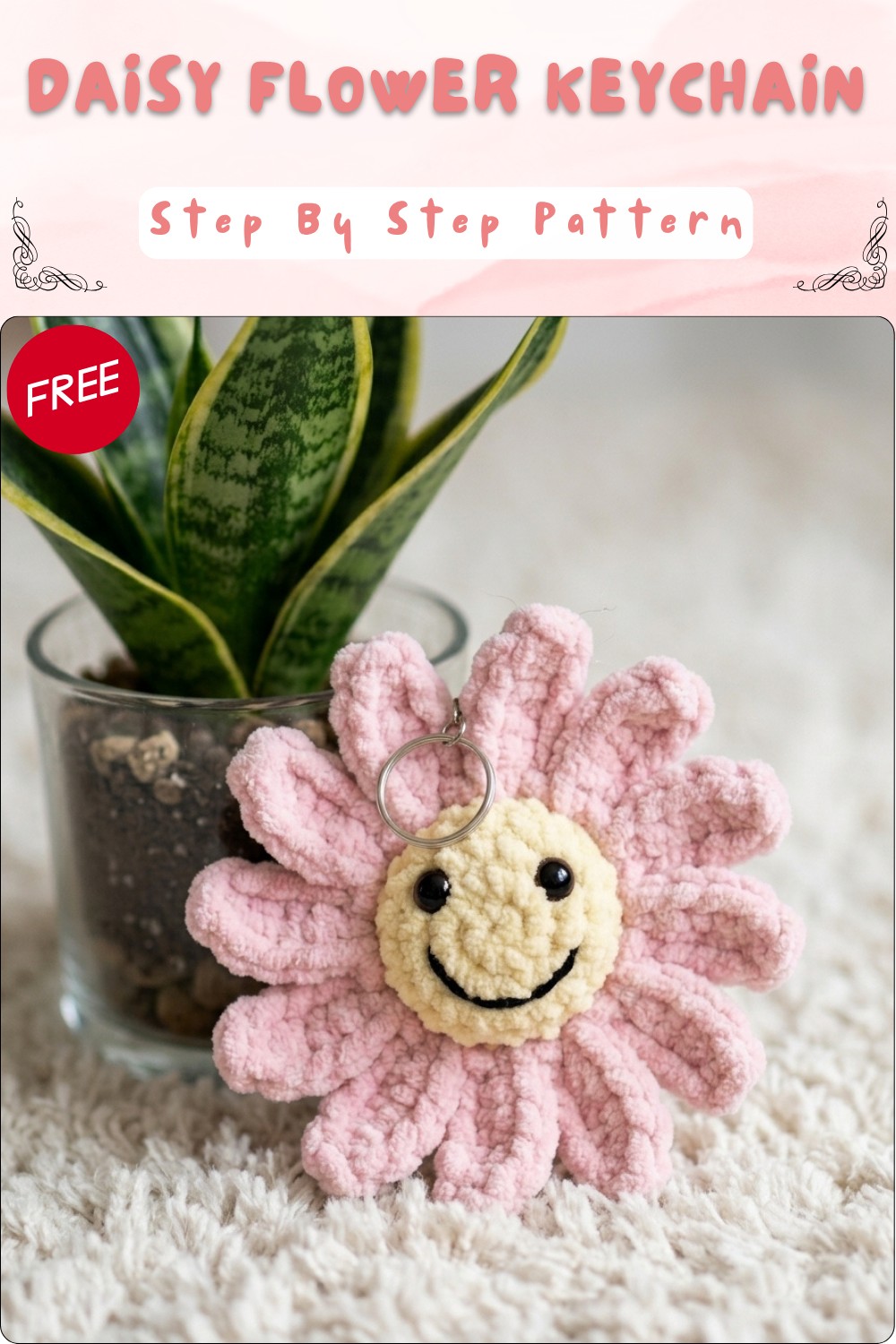 Breezy Crochet Daisy Flower Keychain Pattern 7
