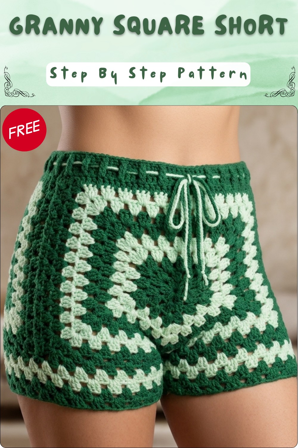 Crochet Granny Square Short Pattern For Colorful Fashion 8