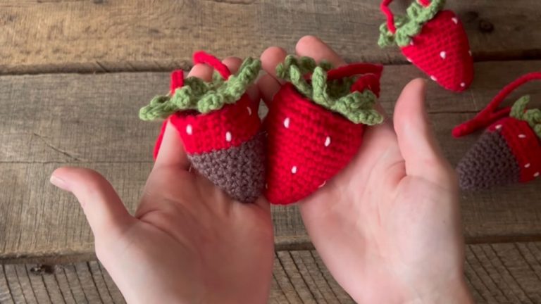 Eye-Catching Crochet Strawberry Bag Charm for Fashion Fun