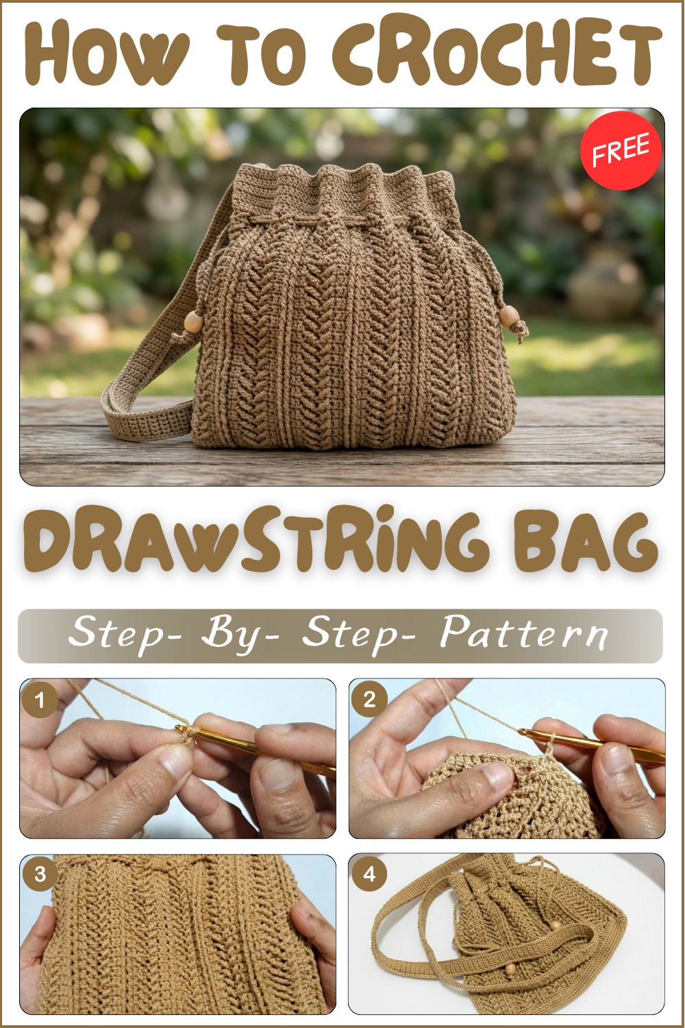 Breezy Crochet Summer Drawstring Bag Pattern for Sunny Days 1