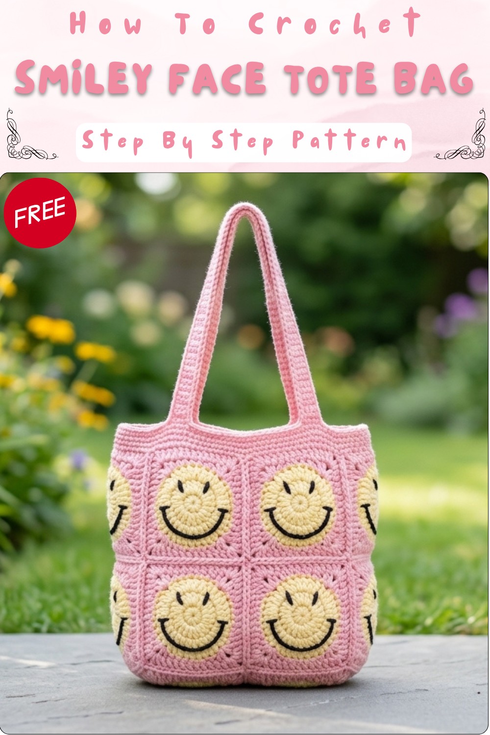 Colorful Crochet Smiley Face Tote Bag for Fresh Trends 9