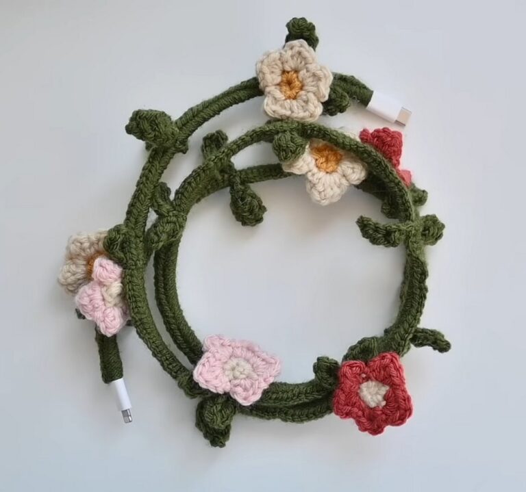 Vibrant Crochet Charger Cord Cover for Stylish Setups