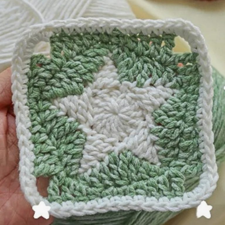 Luminous Crochet Star Granny Square Perfect in Decor