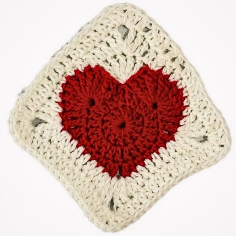 Vibrant Crochet Heart Granny Square For Creative Projects