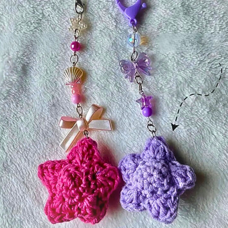 Alluring Crochet Puff Star Keychain Touch of Starry Charm