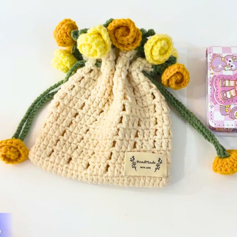 Girly Chic Crochet Phone Bag with Playful Charm