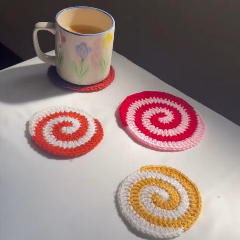 Modern Crochet Spiral Coaster Free Pattern
