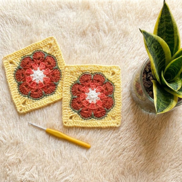Vibrant Crochet Flower Granny Square Pattern For Home 8