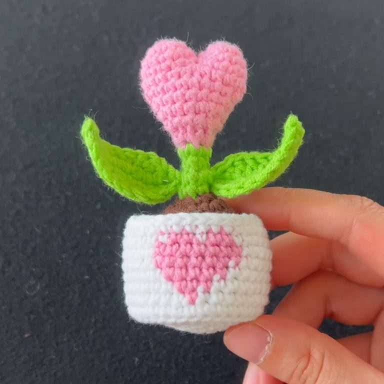 Bright Crochet Heart Flower Perfect for Handmade Happiness