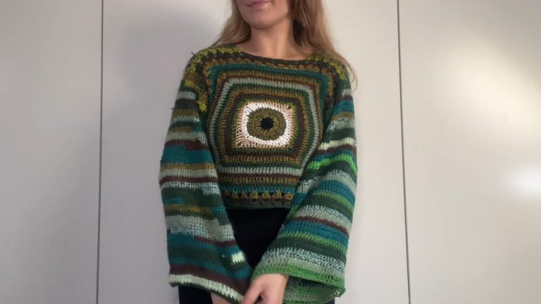 Bold Crochet Sweater with An Eye Pattern for A Statement Look
