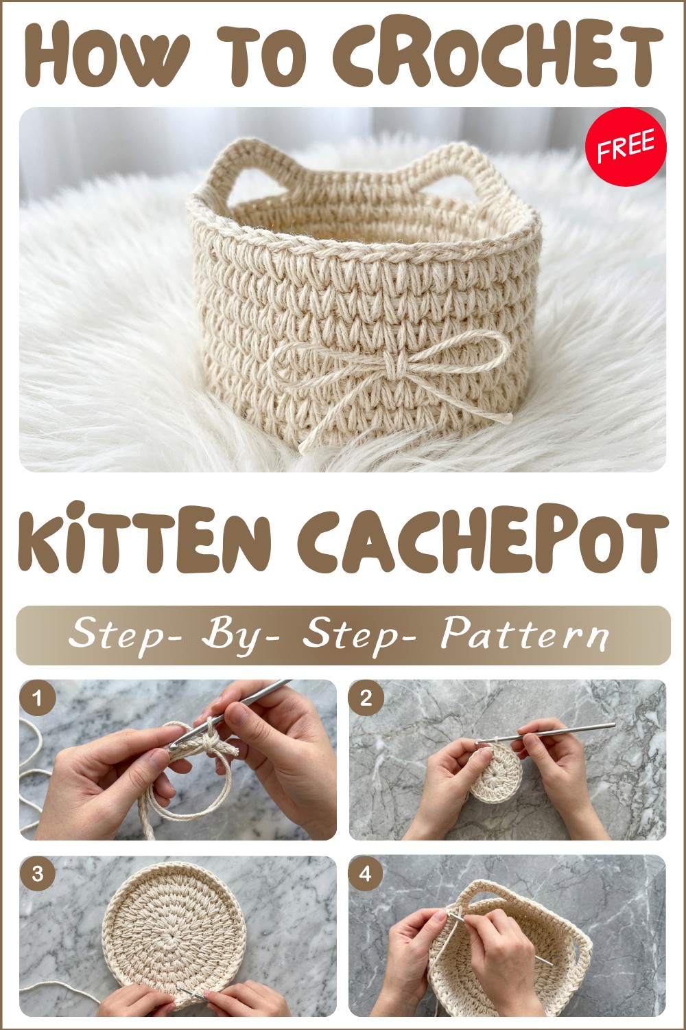 Easy Crochet Kitten Cachepot Pattern for Adorable Storage