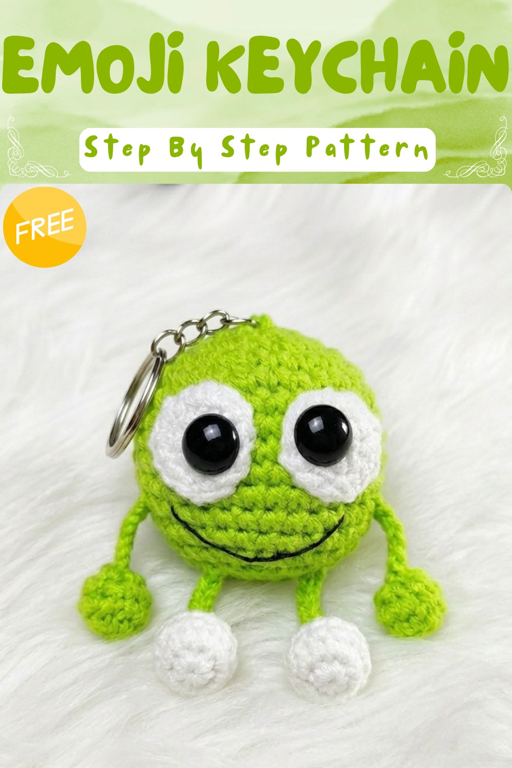 Free Crochet Emoji Keychain Pattern for Cute Bag Decoration