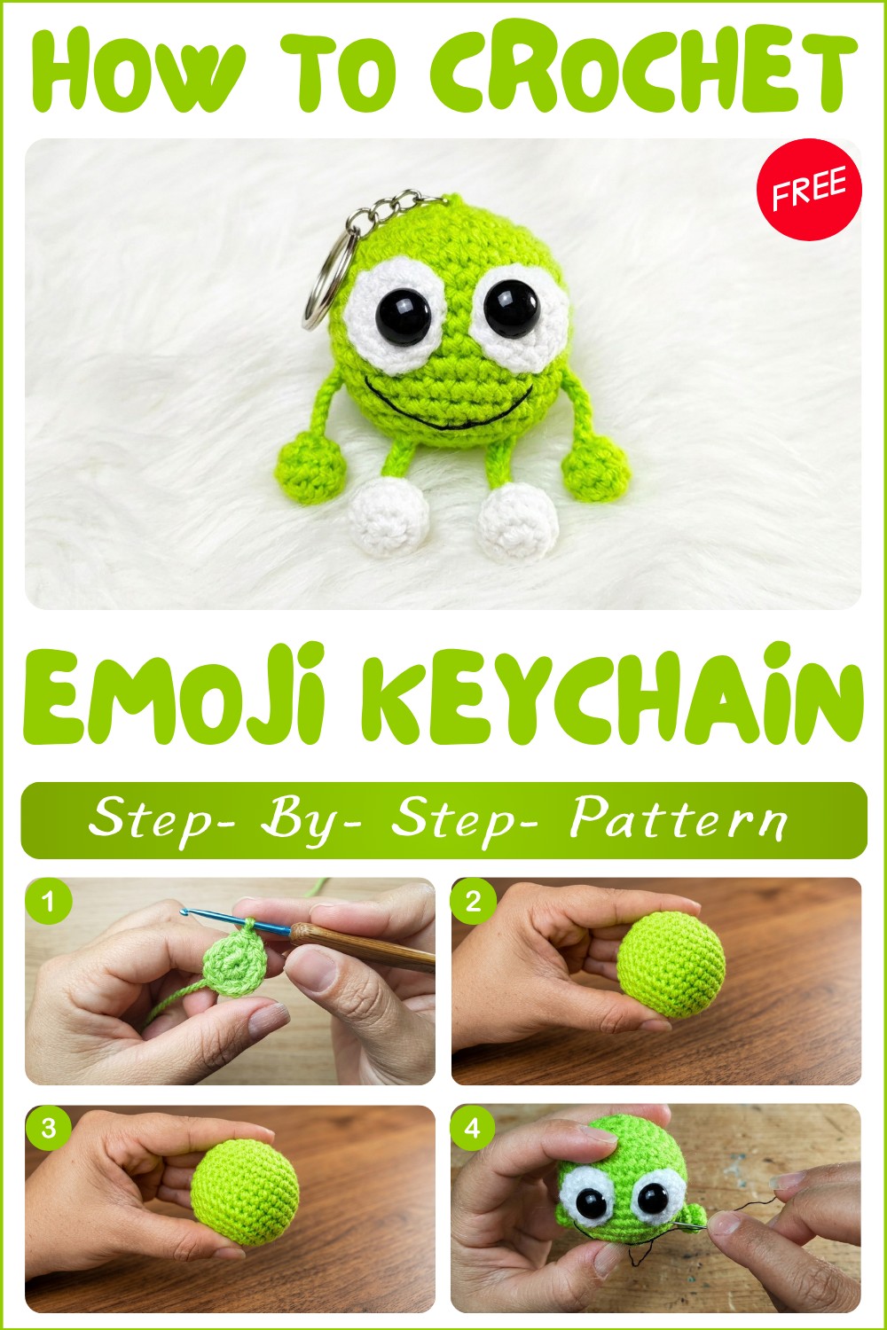 Free Crochet Emoji Keychain Pattern for Cute Bag Decoration