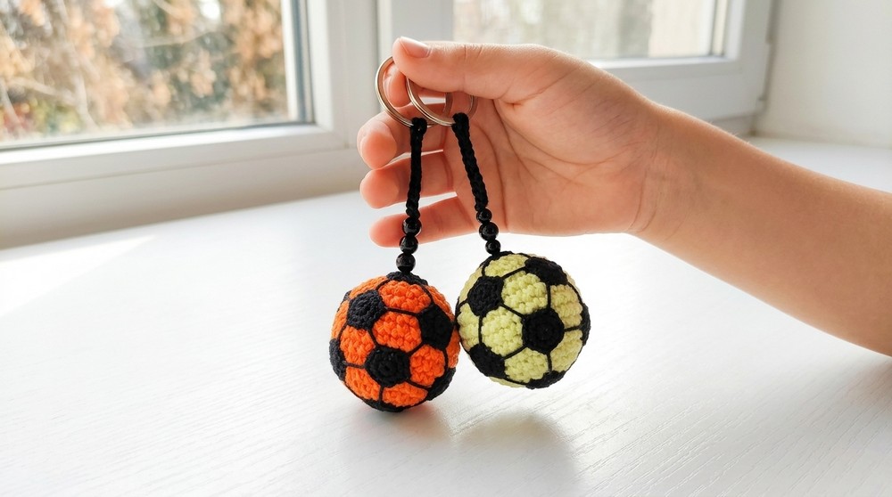 How to Crochet Soccer Ball Keychain Pattern for Bag Accessories