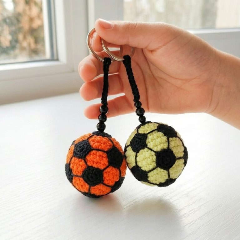 How to Crochet Soccer Ball Keychain Pattern for Bag Accessories