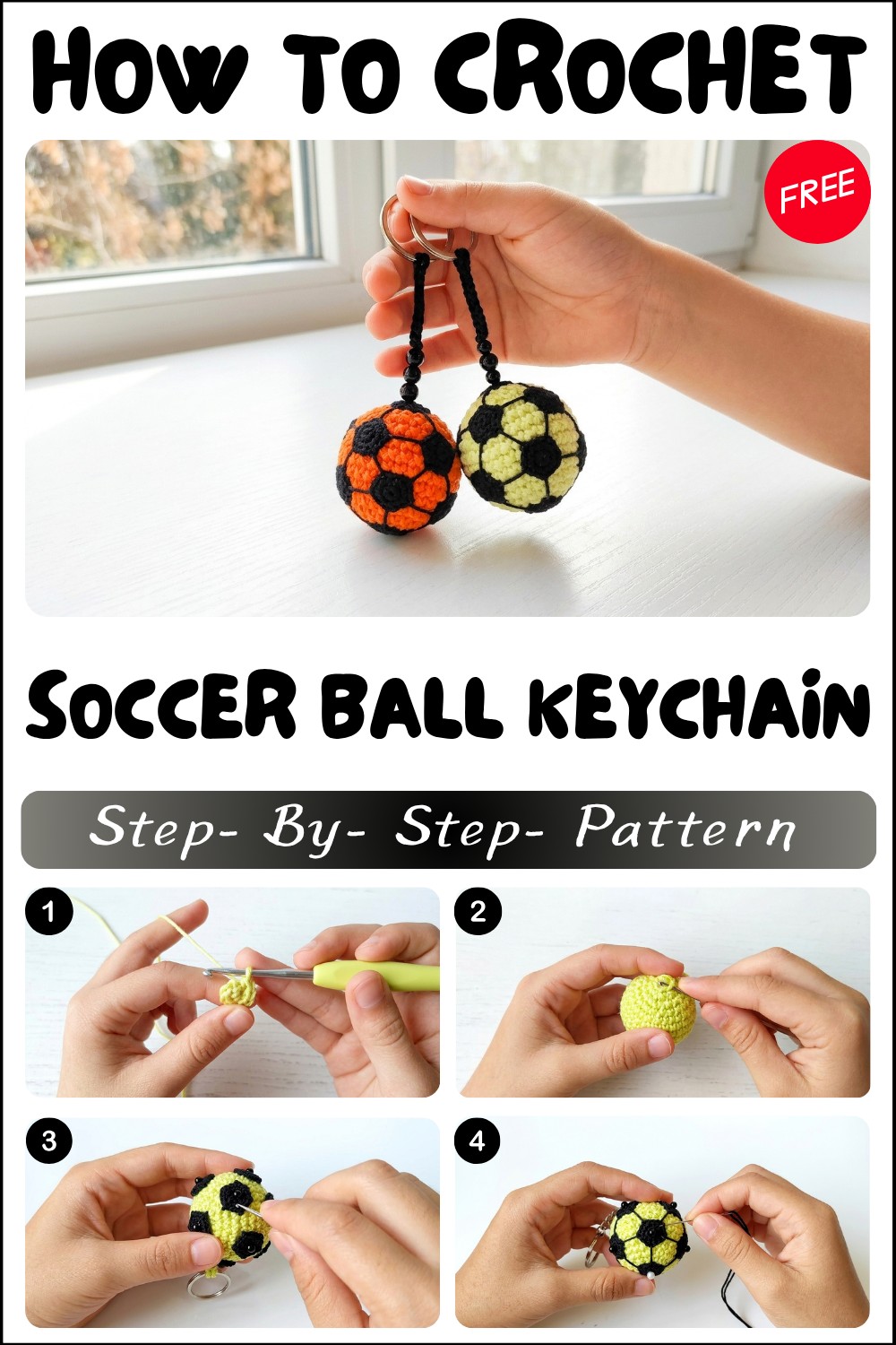 How to Crochet Soccer Ball Keychain Pattern for Bag Accessories
