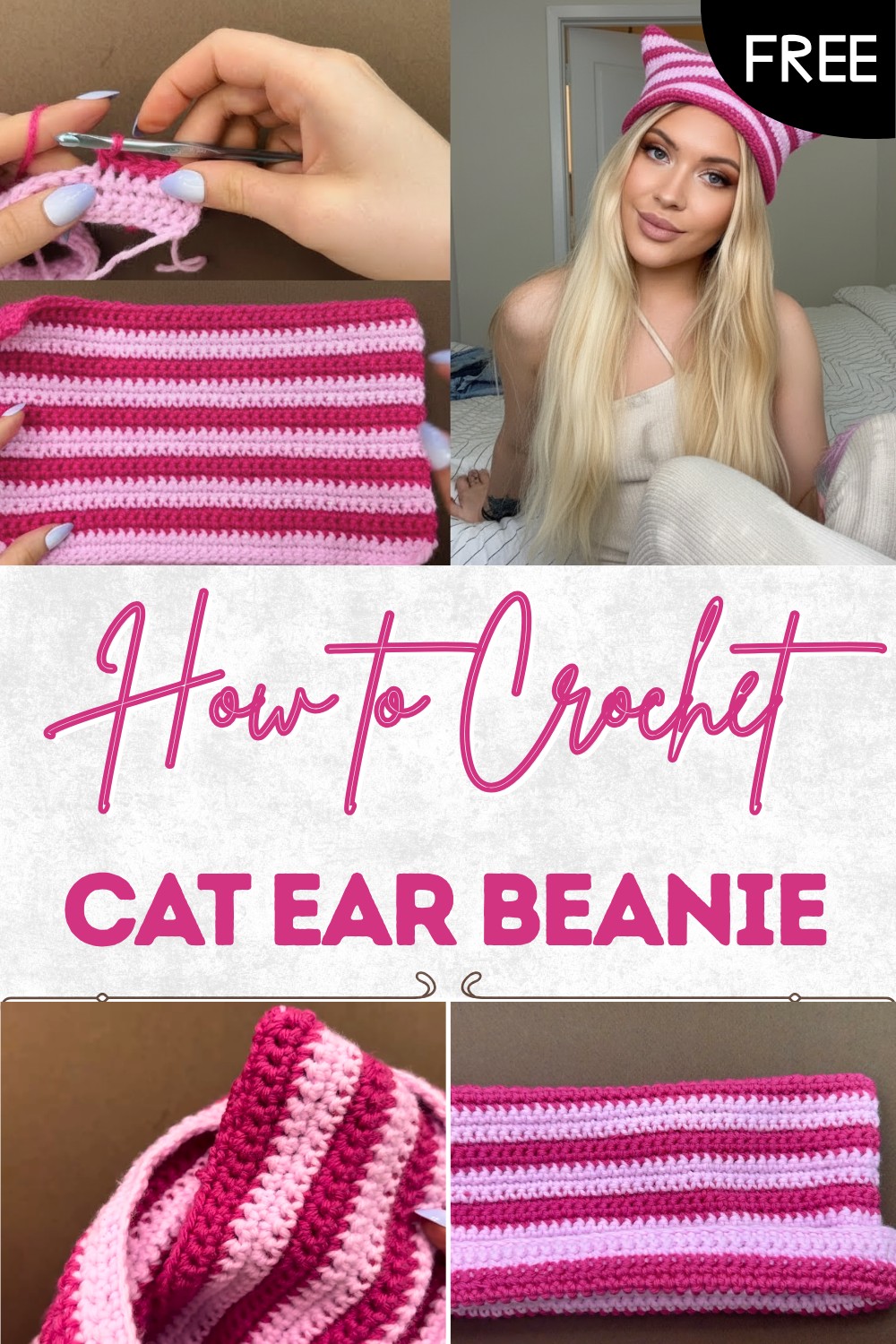 Crochet Cat Ear Beanie Tutorial