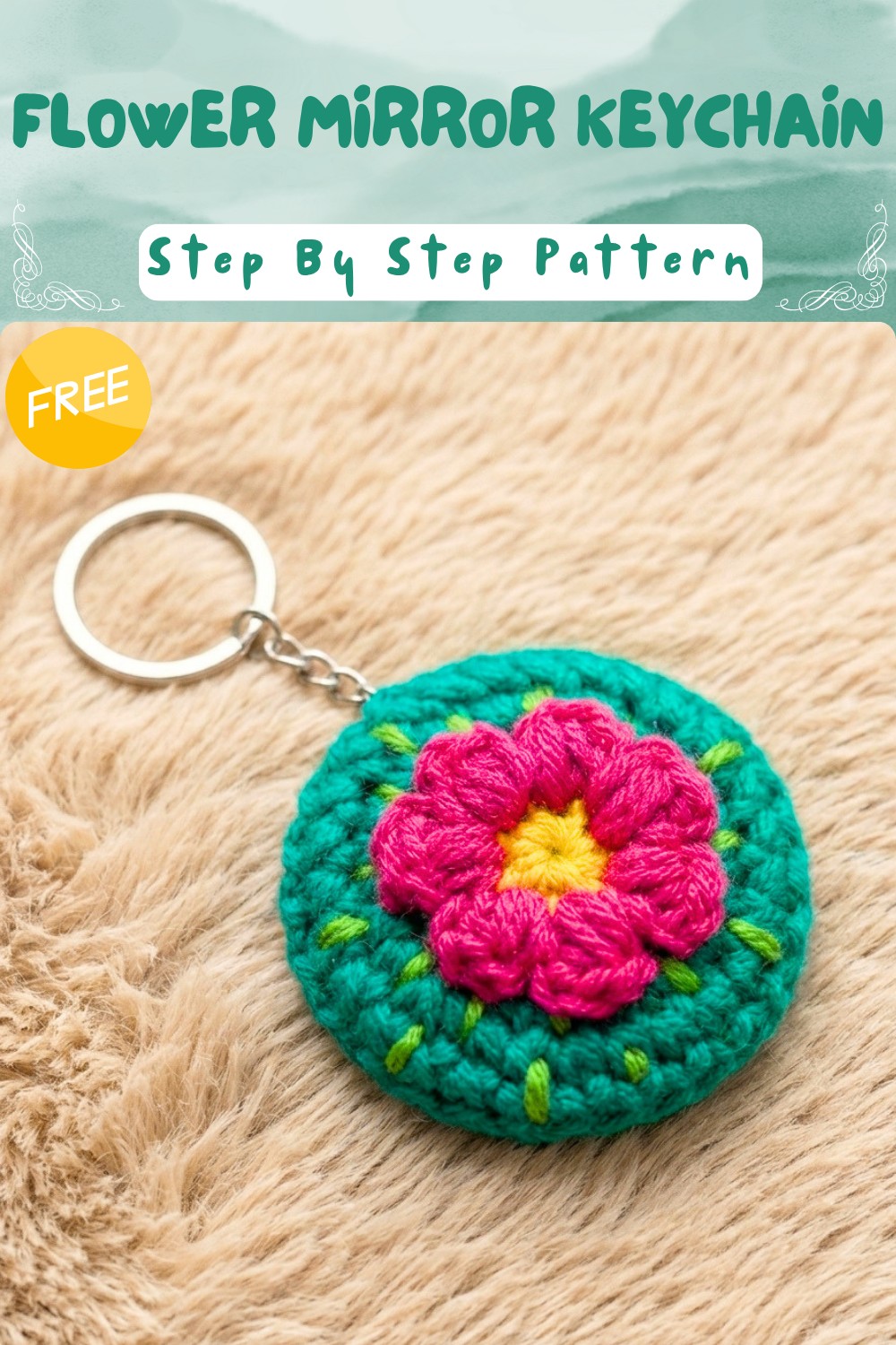 Free Crochet Flower Mirror Keychain Pattern to Style Your Accessories