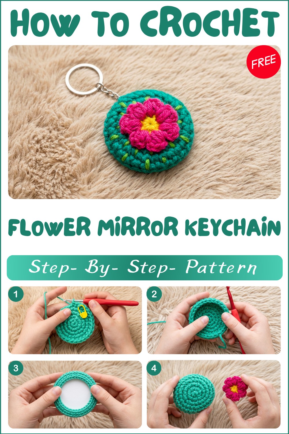 Free Crochet Flower Mirror Keychain Pattern to Style Your Accessories