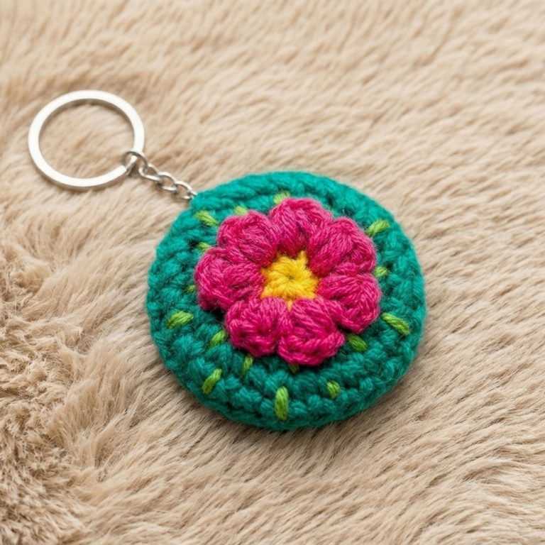 Free Crochet Flower Mirror Keychain Pattern to Style Your Accessories