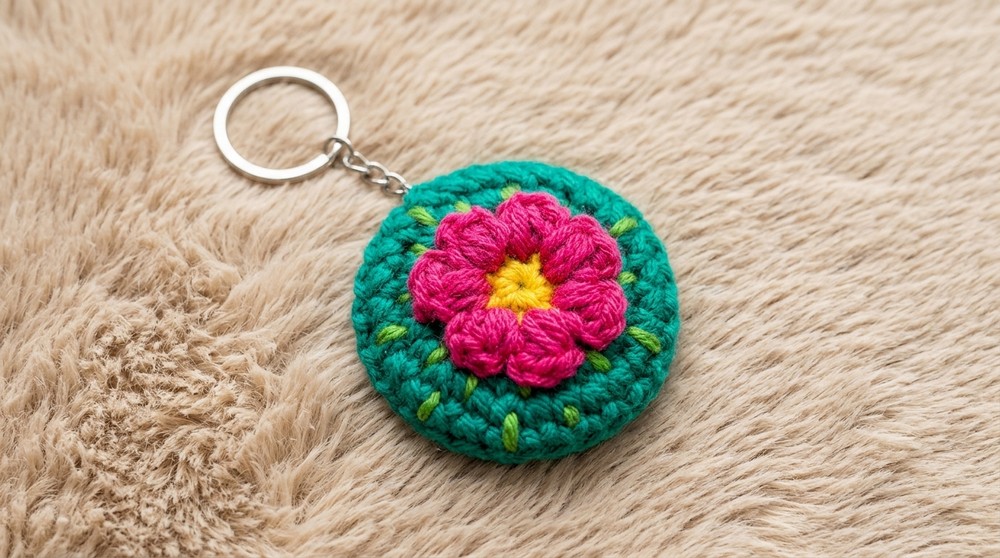 Free Crochet Flower Mirror Keychain Pattern to Style Your Accessories