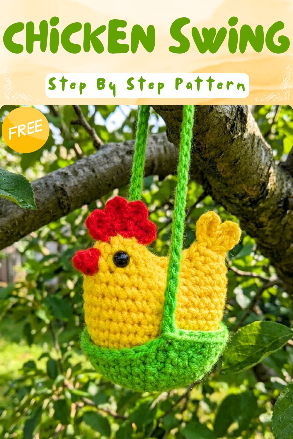 free crochet chicken swing pattern for charming rustic decor