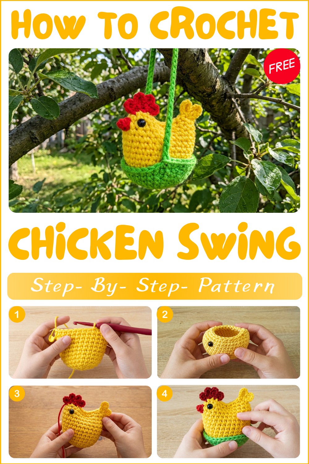 free crochet chicken swing pattern for charming rustic decor