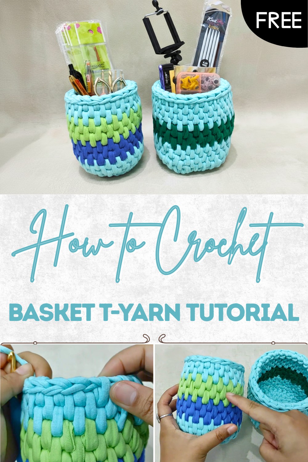 Crochet Basket T-yarn Tutorial